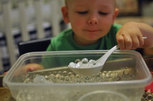 Sensory bins for toddlers: I call this a “super mom” moment