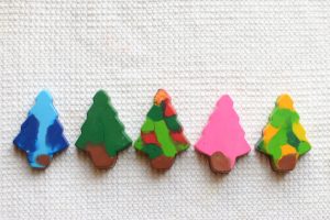 Melted-crayon Christmas trees