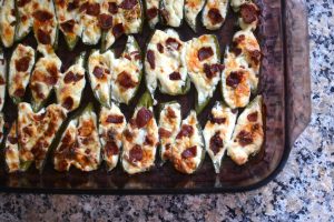 From the garden: (EASY!) stuffed Jalapeños with gorgonzola and bacon