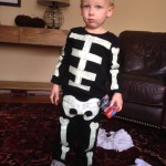 Homemade toddler skeleton costume