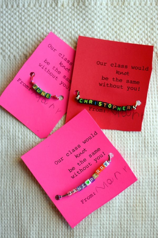 Easy DIY Valentines for kids bracelet and bead valentines